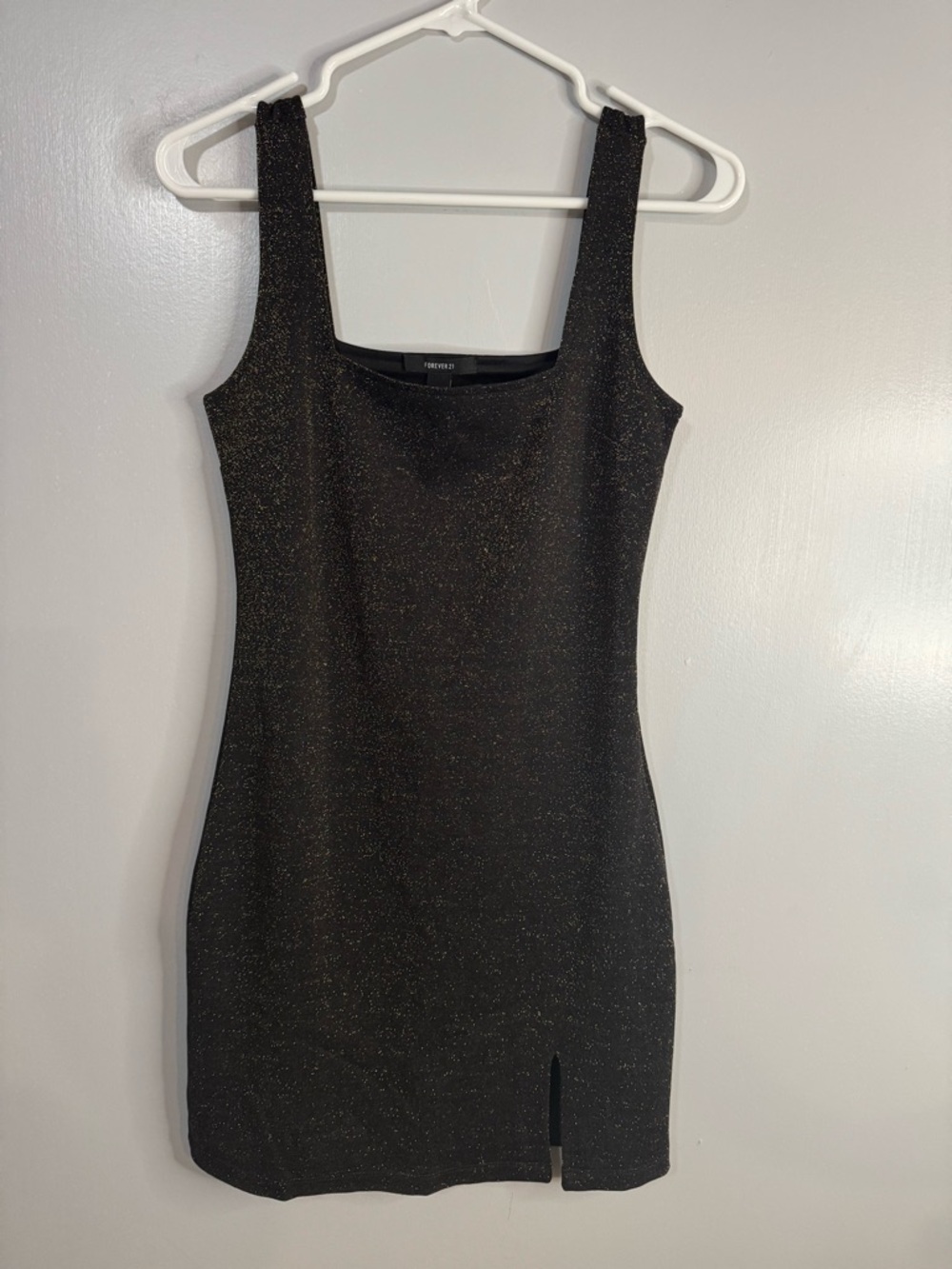 Forever 21 Black Sparkle Mini Dress with Subtle Slit Size Small